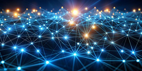 Fototapeta premium Digital network of glowing nodes symbolizing connectivity in advanced technology systems, technology, network, information
