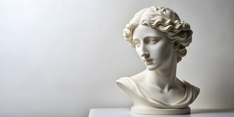 Obraz premium Plaster sculpture of a woman on a white background, plaster, sculpture, woman, white, background, art, elegant, feminine