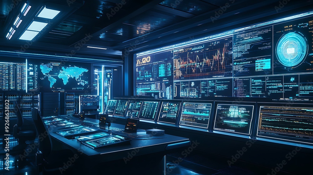 Poster High-Tech Control Room for Managing Global Payment Gateways with Real-Time Data