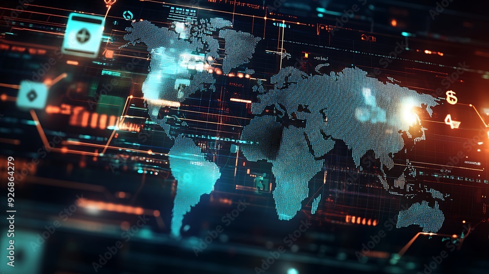 Aufkleber detailed visualization of payment gateway network with global currency connections