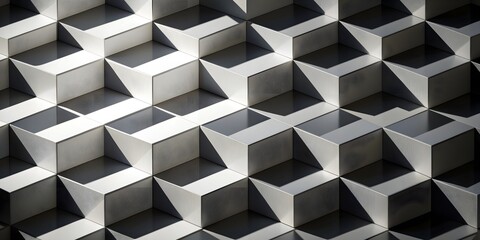 Checkerboard pattern with geometric cubes and shadows , black, white, checkerboard, squares, geometric, design, recessed
