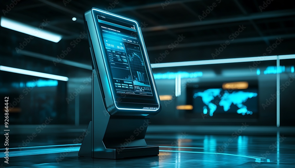 Aufkleber Futuristic Digital Payment Terminal with Real-Time Cross-Border Transactions