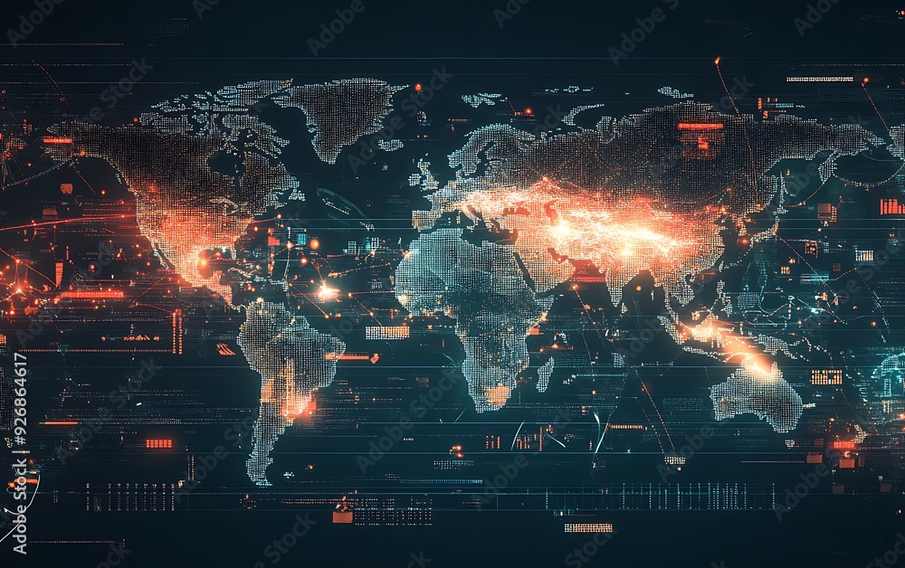 Poster Futuristic Digital Payment Terminal with Real-Time Cross-Border Transactions