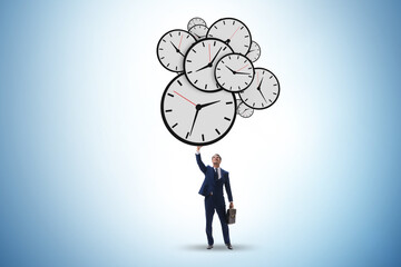 Time stress management concept with businessman