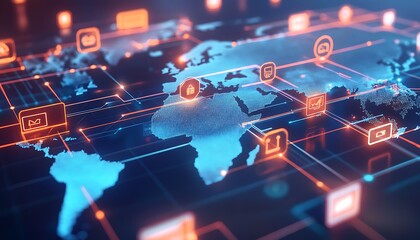 Futuristic Online Marketplace Interface with Global Product Listings