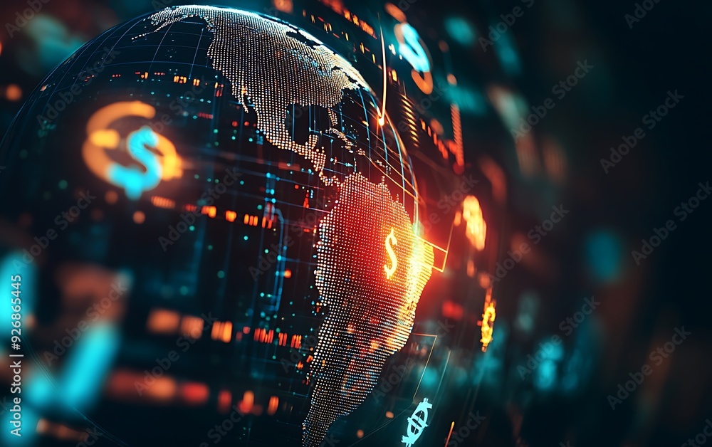 Aufkleber High-Tech Control Room for Cross-Border E-Commerce Transactions with Real-Time Data