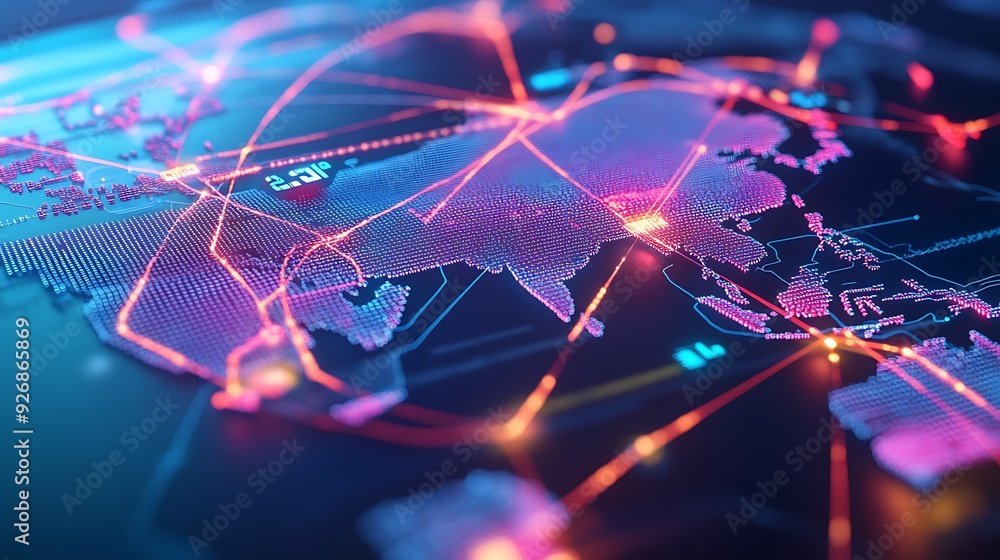 Poster Futuristic Digital Transaction Dashboard with Real-Time Cross-Border Payments