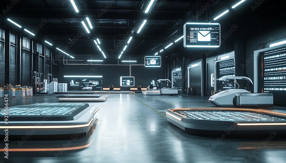 Aufkleber Futuristic E-Commerce Platform with Digital Storefronts and Complex Algorithms