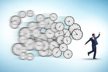 Time stress management concept with businessman