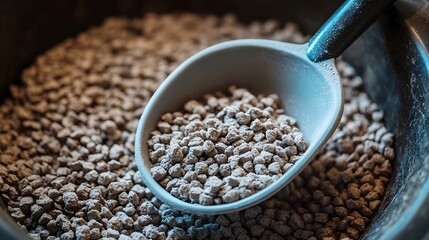 Close Up of a Pet Litter Scoop Revealing Texture and Cleanliness