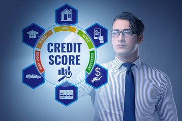 Businessman in credit score concept