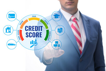 Businessman in credit score concept