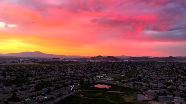 Reno - Vibrant Sunset over South Reno / Damonte Ranch Area 