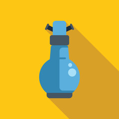 Laboratory glassware flask bubbling conducting experiment chemistry icon in flat style with long shadow on a yellow background