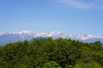 大岡アルプス展望公園から望む北アルプス　爺ヶ岳　鹿島槍ヶ岳　五竜岳　信州　大岡村　
