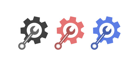 Tool icon vector set. Maintenance tools with wrench, gear, spanner, hammer and screwdriver symbol illustration for fix and repair concept.