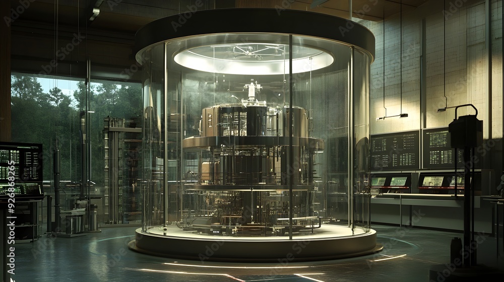 Poster 3d rendered experiment involving varying precursor amounts in a laboratory setting