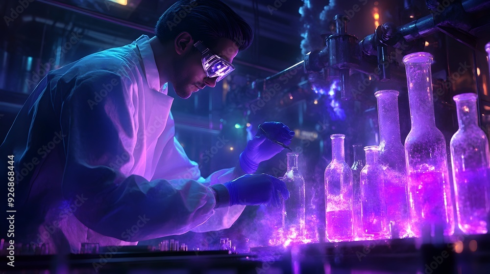 Poster scientist ensures proper storage of precursor before experiment in laboratory