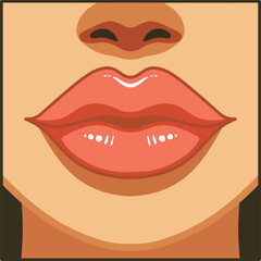 Beauty Woman Lips Cartoon Illustration