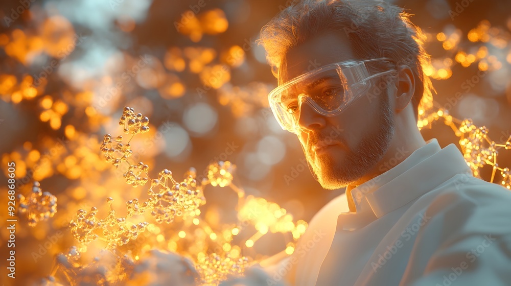 Poster a 3d rendered scientist hypothesizing the behavior of a precursor