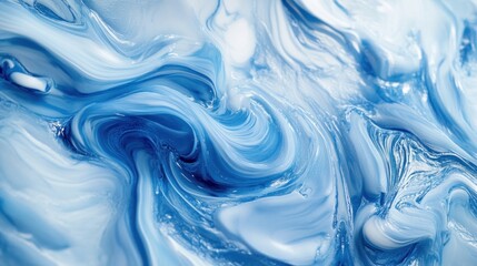 Obraz premium Abstract Swirling Blue and White Paint