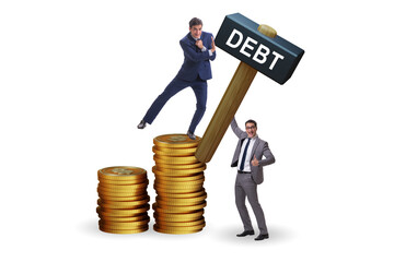 Businessman in loan and debt concept
