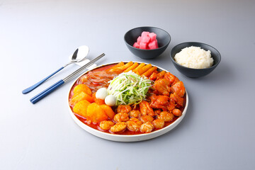 회색배경의 곱도리탕 Gopdoritang with gray background