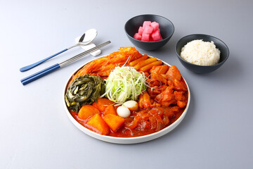 회색배경의 곱도리탕 Gopdoritang with gray background