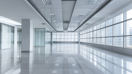 Spacious and Clean Empty Office Interior Design Concept for Business Premises. 