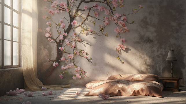 A matras on the floor with a background of nature