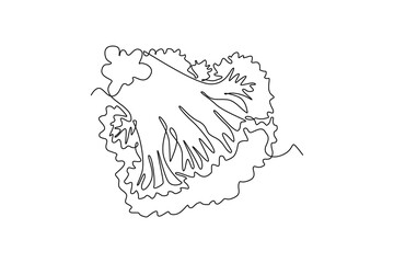 Single one line drawing of whole healthy organic green broccoli for kitchen logo identity. Fresh edible green plant concept for vegetable icon. Continuous line draw design graphic vector illustration