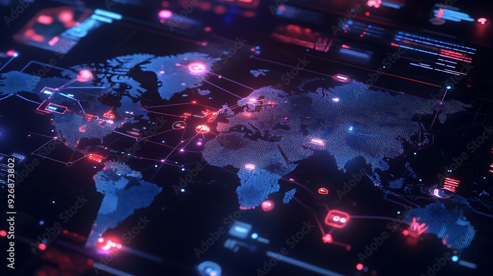 Leinwandbilder visualization of global expansion strategy with real-time growth metrics
