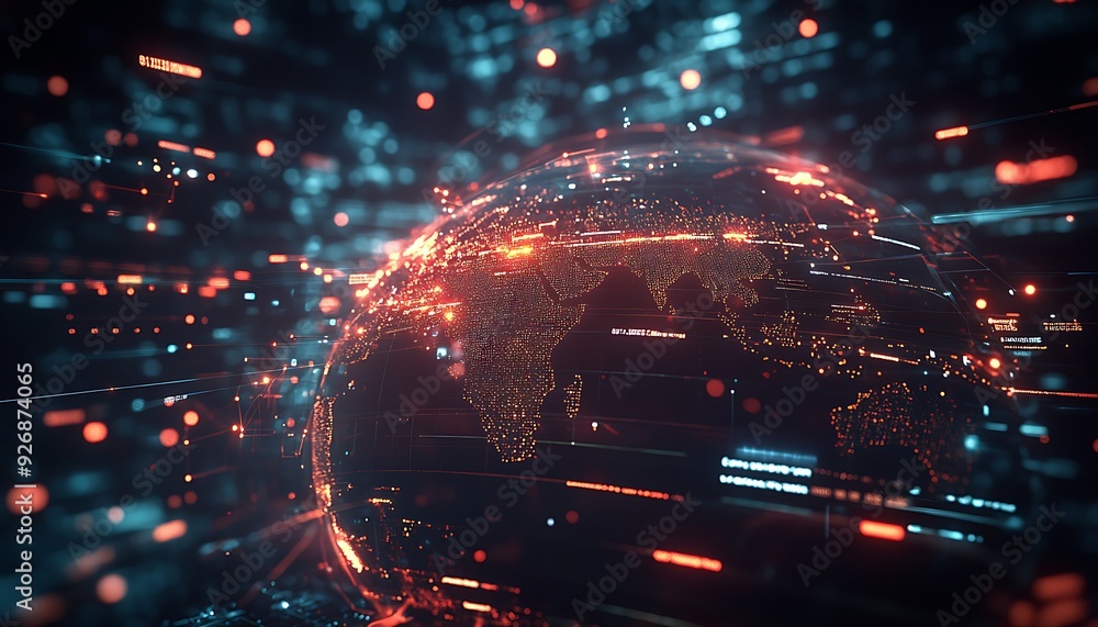 Poster futuristic e-commerce interface with data on consumer behavior across countries