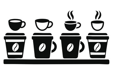 Coffee cup icons set Black and white design Vector illustration