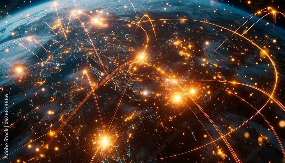 Aufkleber Bird’s-Eye View of Global Fulfillment Network with Real-Time Order Tracking