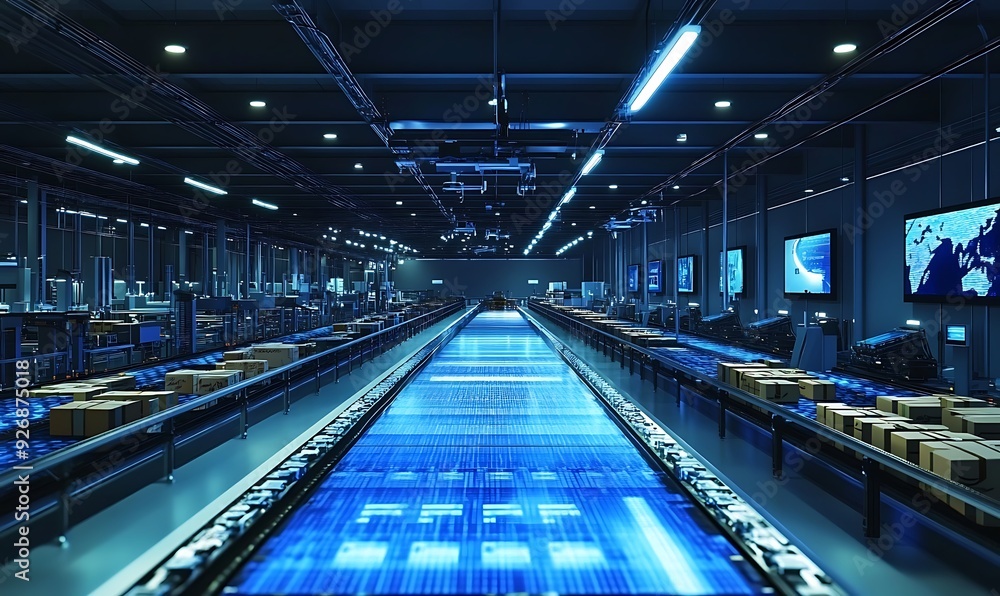 Aufkleber state-of-the-art fulfillment center with automated sorting and drone shipping