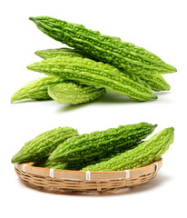 Bitter melon , Bitter gourd on white background