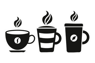 Coffee cup icons set Black and white design Vector illustration