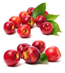 ripe peach on white background