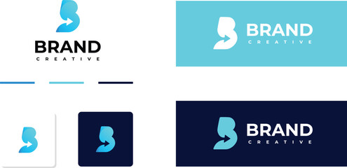 Letter B with arrow. Right Arrow Logo. Usable for Business and Technology Logos. Flat Vector Logo Design Template Element