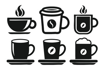 Coffee cup icons set Black and white design Vector illustration