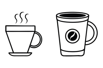 Coffee cup icons set Black and white design Vector illustration