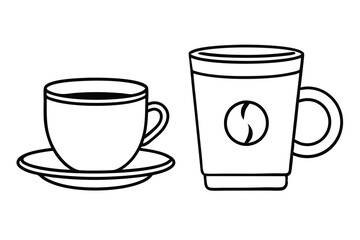 Coffee cup icons set Black and white design Vector illustration