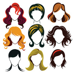 vector set of women hair style