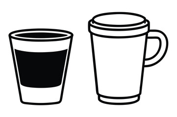 Coffee cup icons set Black and white design Vector illustration