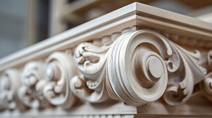 Naklejka premium Close up detail of the white decorative molding on the wall.