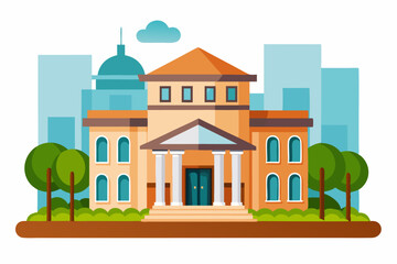 Fototapeta premium A City Building with a Dome and Columns