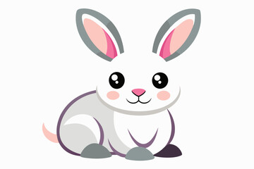 Obraz premium A Cartoon White Rabbit With Pink Ears and a Small Pink Nose
