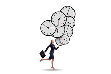 Time stress management concept with businesswoman