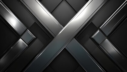 Obraz premium Abstract Black and Silver Geometric Pattern with Diagonal Lines and Squares